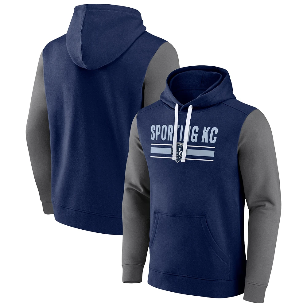 Men's Fanatics Navy Sporting Kansas City To Victory Pullover Hoodie