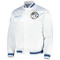 Veste en satin à boutons-pression Kansas City Sporting Mitchell & Ness blanche pour homme