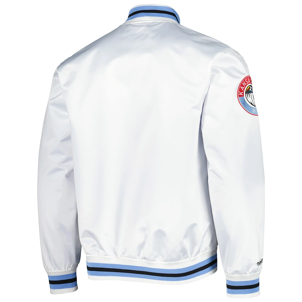 Men's Mitchell & Ness  White Sporting Kansas City Full-Snap Satin Jacket