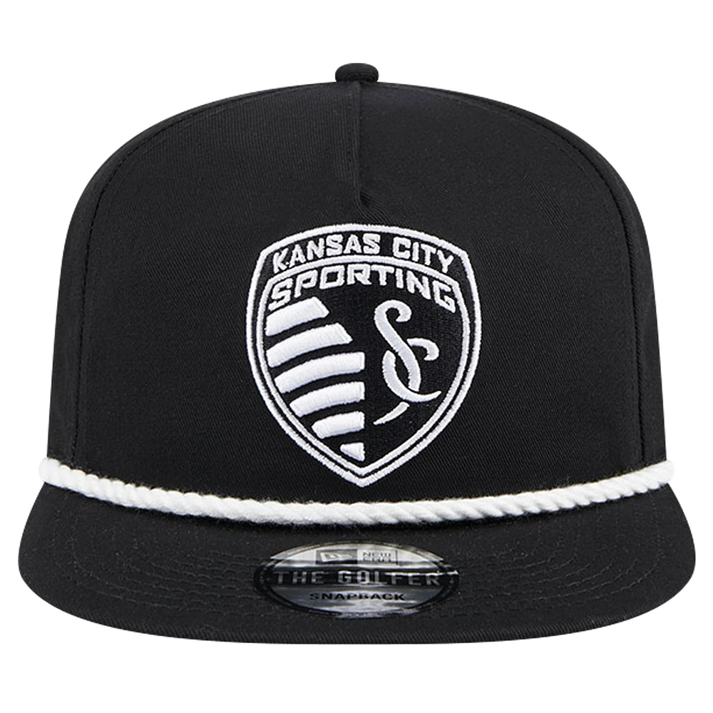 Men's New Era Black Sporting Kansas City 2024 Kick Off Collection Golfer Snapback Hat