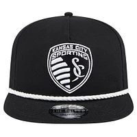 Men's New Era Black Sporting Kansas City 2024 Kick Off Collection Golfer Snapback Hat