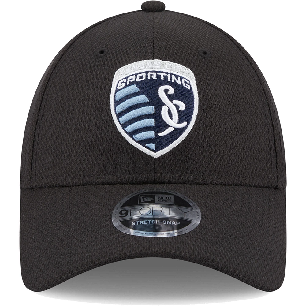 Men's New Era Black Sporting Kansas City Basic 9FORTY Mesh Snapback Hat