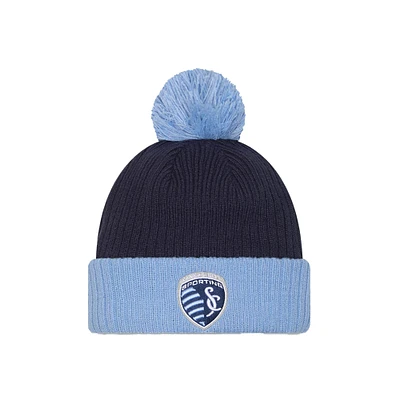 Men's New Era  Light Blue Sporting Kansas City 2025 Jersey Hook Cuffed Knit Hat with Pom