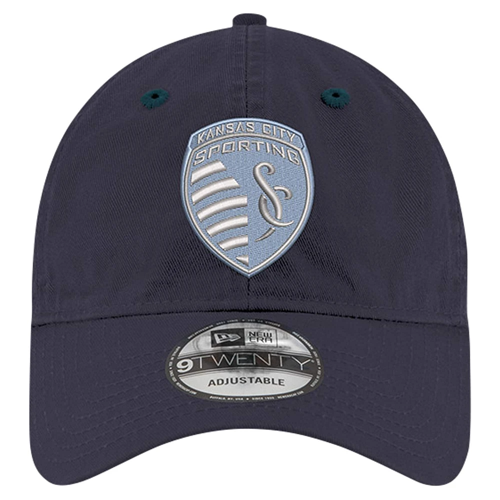 Men's New Era Navy Sporting Kansas City 2024 Jersey Hook 9TWENTY Adjustable Hat