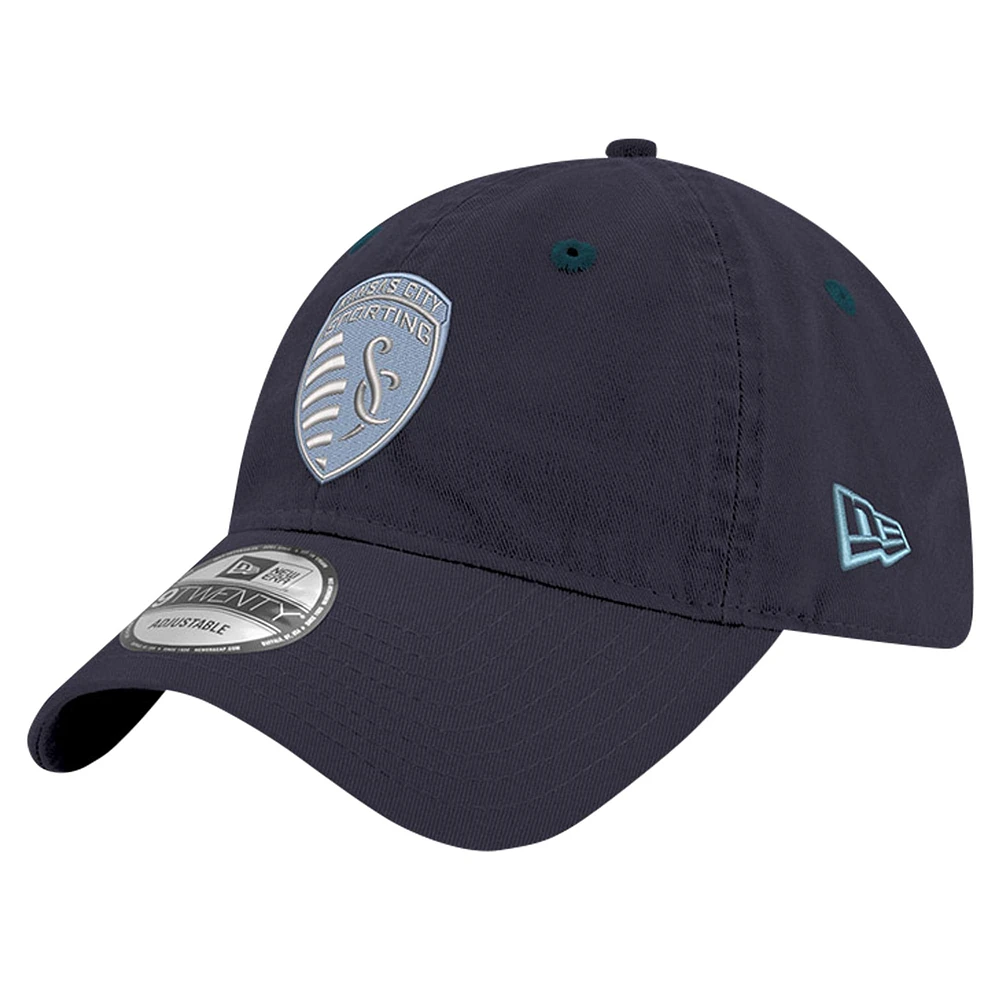 Men's New Era Navy Sporting Kansas City 2024 Jersey Hook 9TWENTY Adjustable Hat