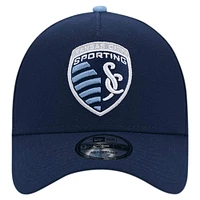 Casquette ajustable 9FORTY A-Frame New Era pour hommes, bleu marine, Sporting Kansas City 2024 Kick Off Collection