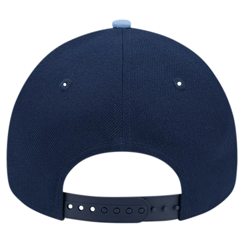 Casquette ajustable 9FORTY A-Frame New Era pour hommes, bleu marine, Sporting Kansas City 2024 Kick Off Collection