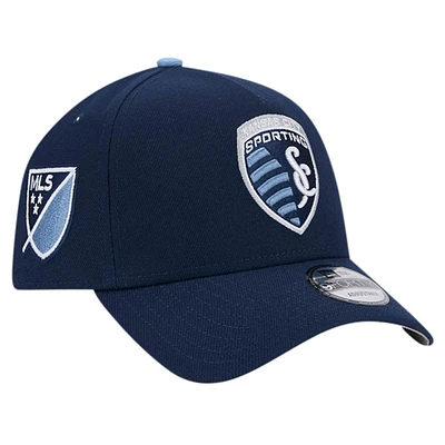 Casquette ajustable 9FORTY A-Frame New Era pour hommes, bleu marine, Sporting Kansas City 2024 Kick Off Collection