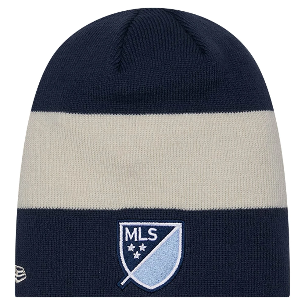 Men's New Era Navy Sporting Kansas City 2024 Kick Off Collection Knit Beanie