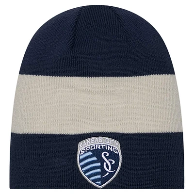 Bonnet en tricot New Era pour hommes, bleu marine, Sporting Kansas City 2024 Kick Off Collection