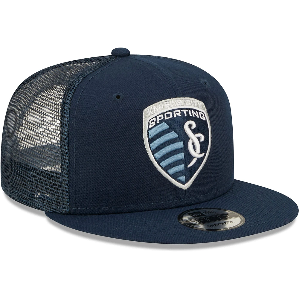 Casquette Trucker Snapback New Era Sporting Kansas City Classic 9FIFTY bleu marine pour hommes