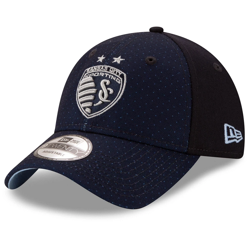 Casquette réglable 9TWENTY New Era pour hommes, bleu marine, Sporting, Kansas City, crochet, logo