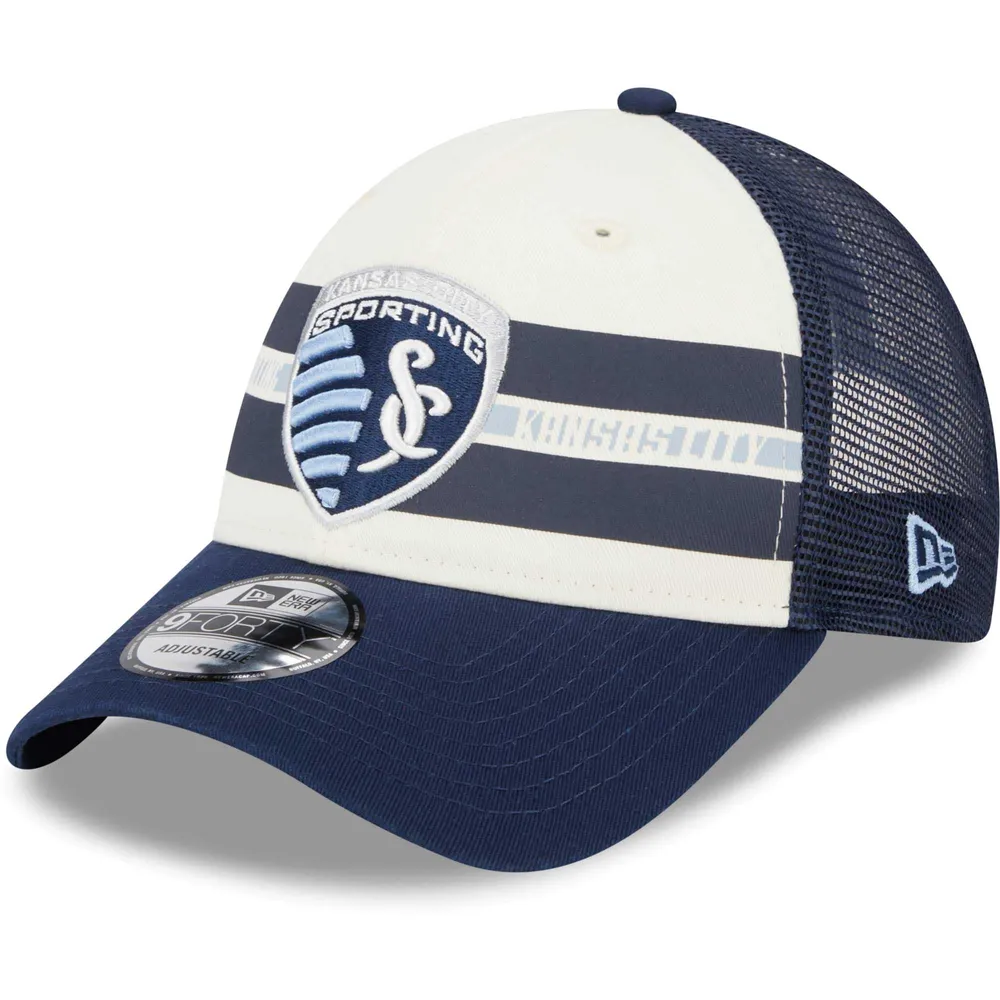 Casquette Snapback 9FORTY Sporting Kansas City Team Stripes New Era pour homme, blanc/bleu marine