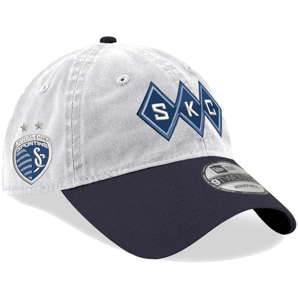 Men's New Era White Sporting Kansas City Jersey Hook 9TWENTY Adjustable Hat