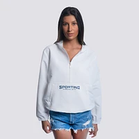 Women's Lusso  White Sporting Kansas City Paige Half-Zip Hooded Jacket