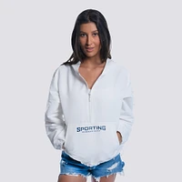 Women's Lusso  White Sporting Kansas City Paige Half-Zip Hooded Jacket
