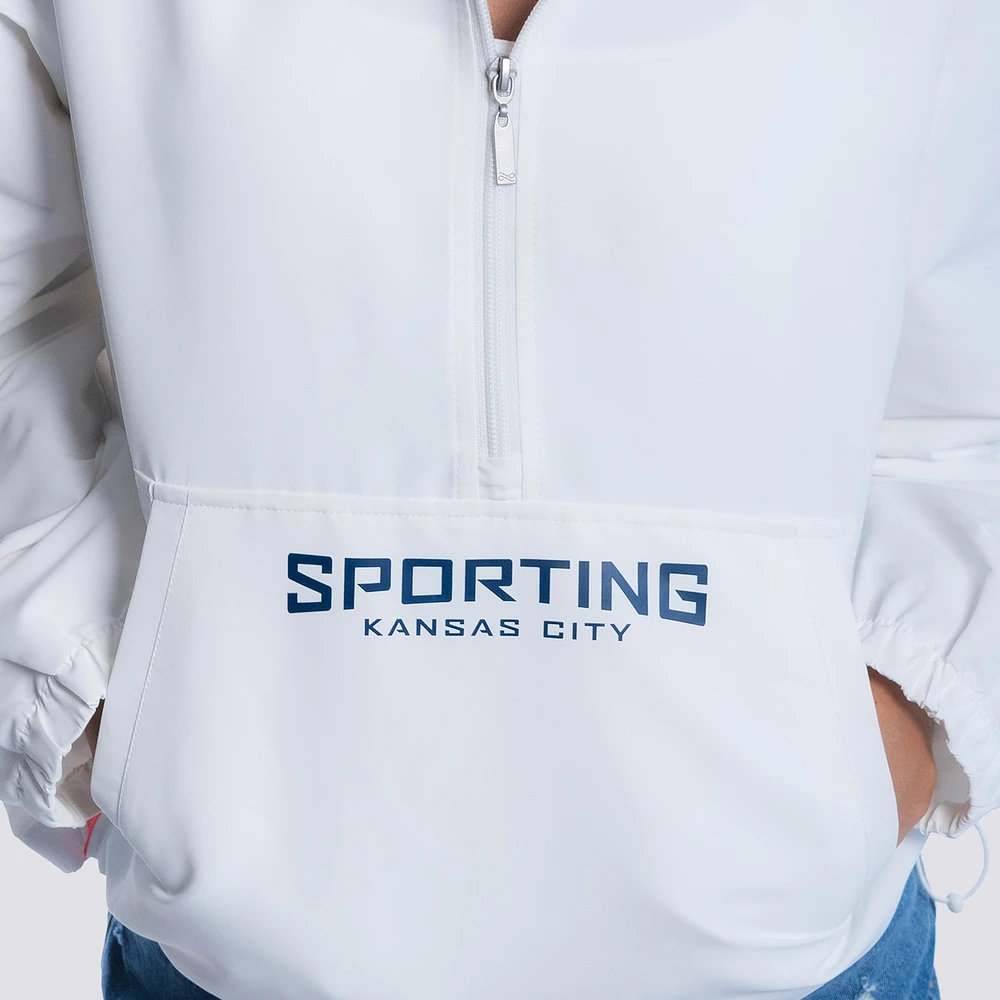 Women's Lusso  White Sporting Kansas City Paige Half-Zip Hooded Jacket
