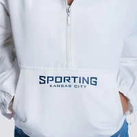 Women's Lusso  White Sporting Kansas City Paige Half-Zip Hooded Jacket