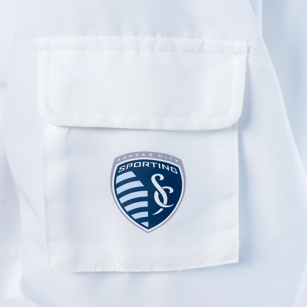 Women's Lusso  White Sporting Kansas City Paige Half-Zip Hooded Jacket