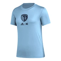 T-shirt adidas Sporting Kansas City AEROREADY Club Icon bleu clair pour femme