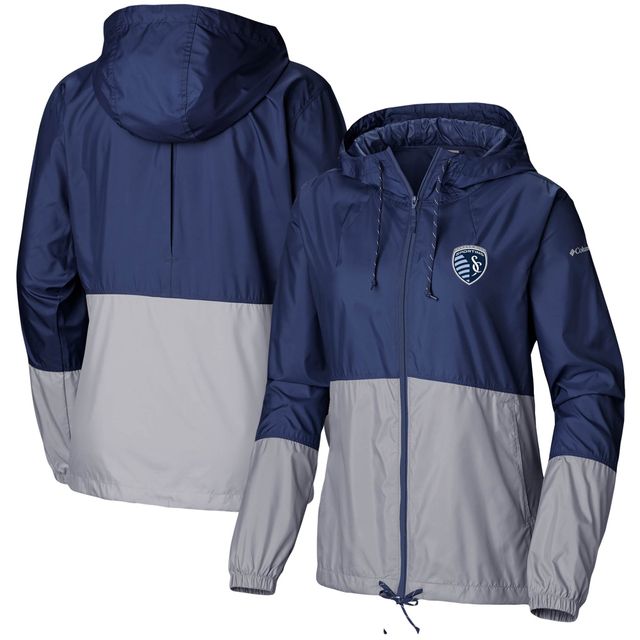 Veste coupe-vent Columbia Sporting Kansas City Flash Forward Team pour femme, bleu marine/gris