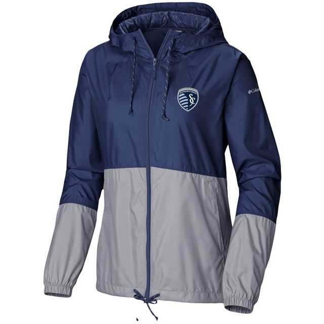 Veste coupe-vent Columbia Sporting Kansas City Flash Forward Team pour femme, bleu marine/gris