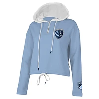 Sweat à capuche quart de zip Stadium Essentials pour femmes, bleu clair, Sporting Kansas City Game Plan