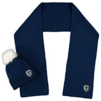 Women's ZooZatz Sporting Kansas City Fuzzy Cuffed Pom Knit Hat and Scarf Set