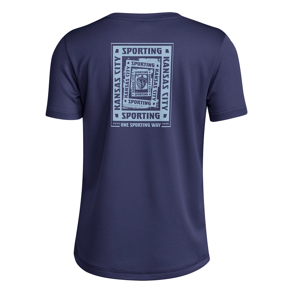 Youth adidas  Navy Sporting Kansas City Local Wrap T-Shirt