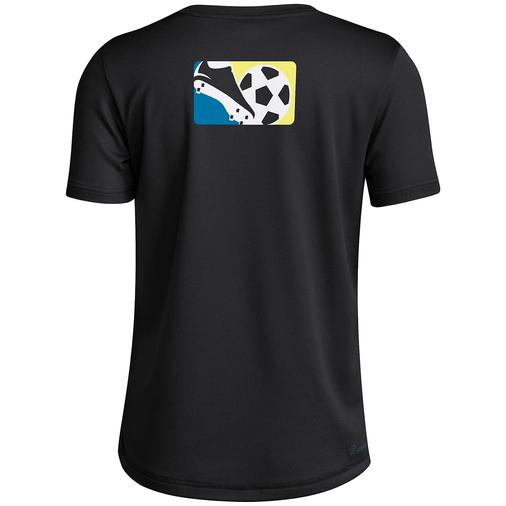 T-shirt d'avant-match adidas noir Sporting Kansas City 2024 Hook pour jeune