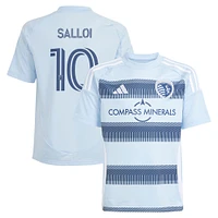 Youth adidas Daniel Salloi Light Blue Sporting Kansas City 2025 One KC Replica Player Jersey