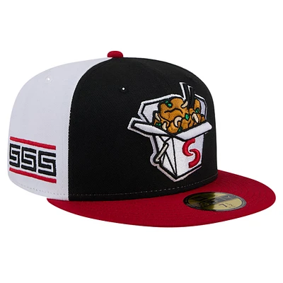 Casquette ajustée 59FIFTY noire New Era pour hommes, soirée à thème Cashew Chicken des Springfield Cardinals