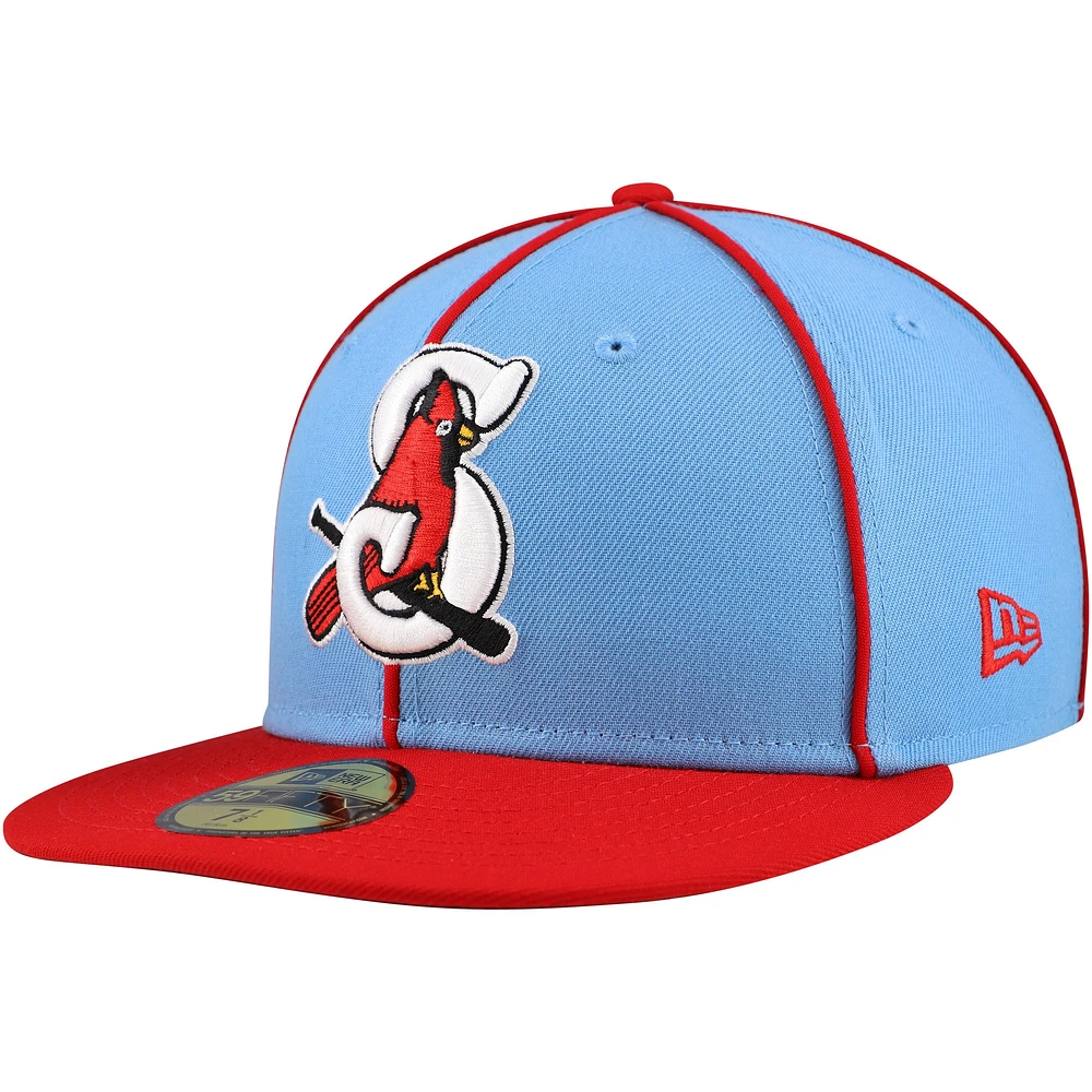 Casquette ajustée 59FIFTY de la collection authentique des Springfield Cardinals New Era bleu clair/rouge pour hommes