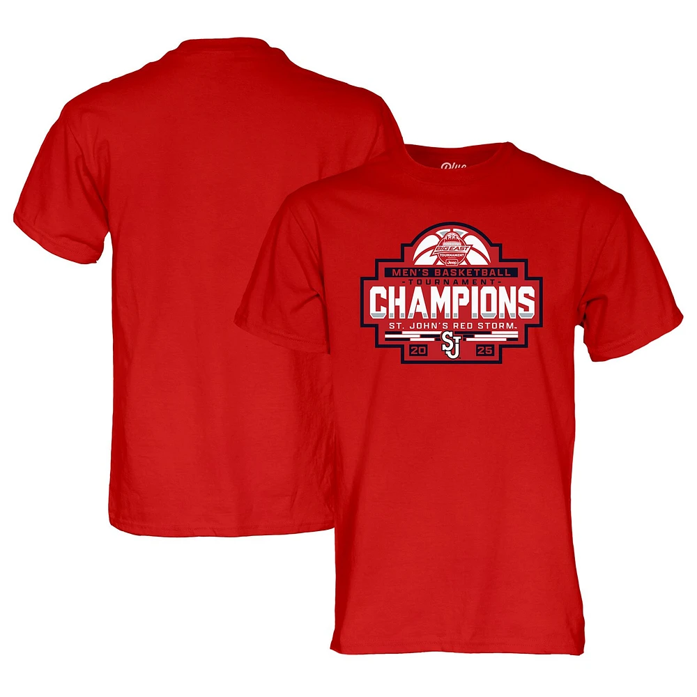 Men's Blue 84 Red St. John's Storm 2025 Big East Basketball Conference Tournament Champions T-Shirt