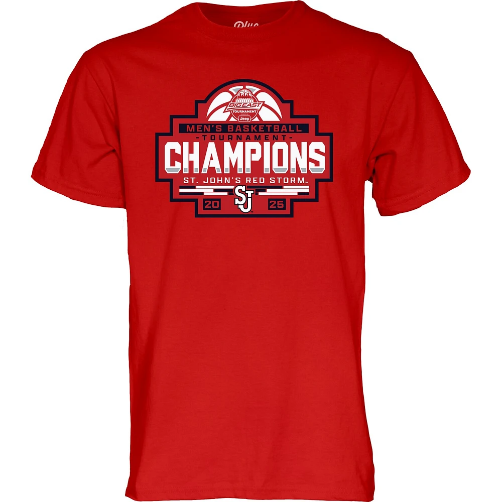 Men's Blue 84 Red St. John's Storm 2025 Big East Basketball Conference Tournament Champions T-Shirt