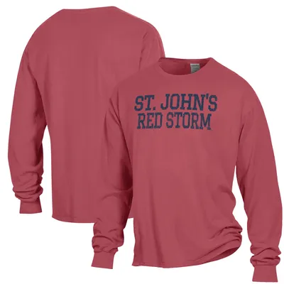 St. John's Red Storm ComfortWash Stack Garment Dyed Long Sleeve T-Shirt