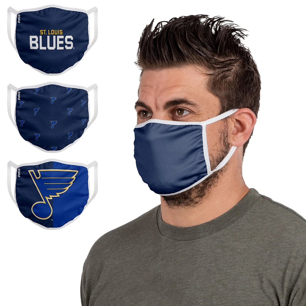 Adult FOCO St. Louis Blues Face Covering 3-Pack