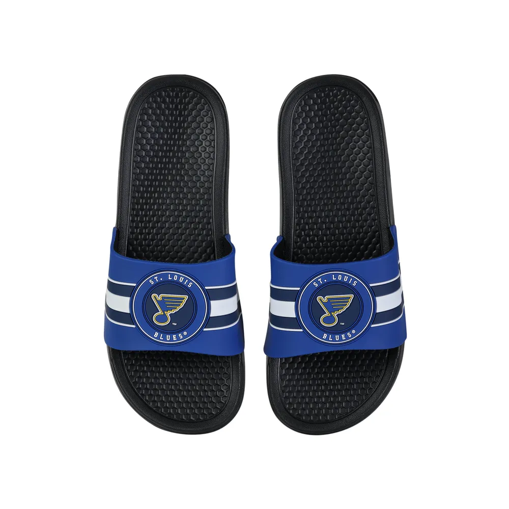 Lids St. Louis Blues FOCO Stripe Raised Slide Sandals