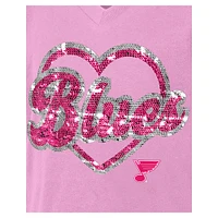 Girl's Youth New Era  Pink St. Louis Blues Flip Sequin V-Neck T-Shirt