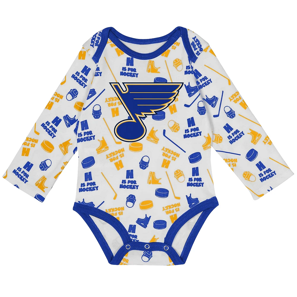 Infant White St. Louis Blues Quick Learner Long Sleeve Bodysuit