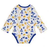 Infant White St. Louis Blues Quick Learner Long Sleeve Bodysuit