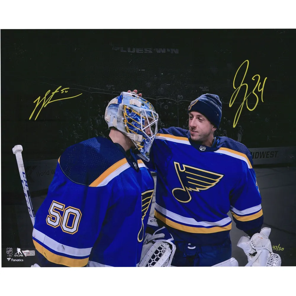 Jordan Binnington & Jake Allen St. Louis Blues Photographie de projecteur autographiée 16 "x 20" - Édition limitée de 50