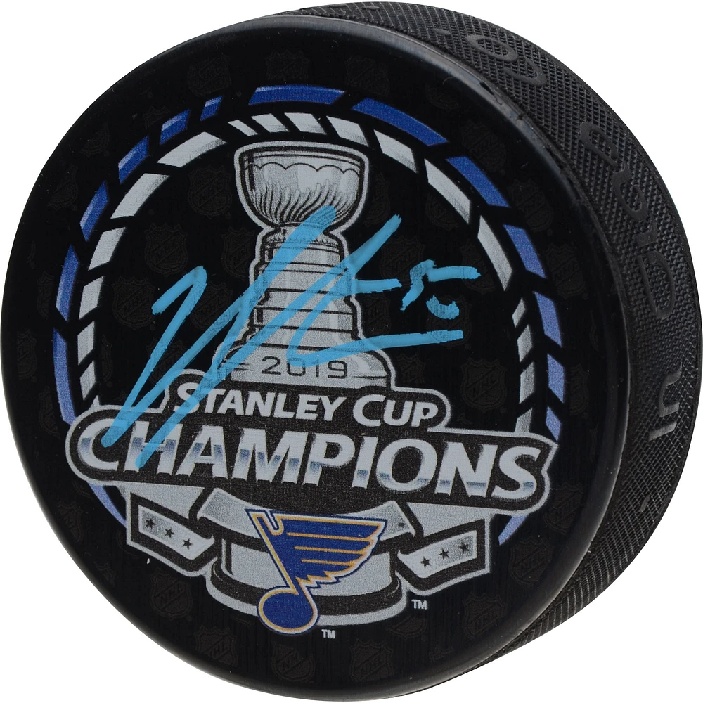Jordan Binnington St. Louis Blues 2019 Stanley Cup Champions Autographed Stanley Cup Champions Logo Hockey Puck