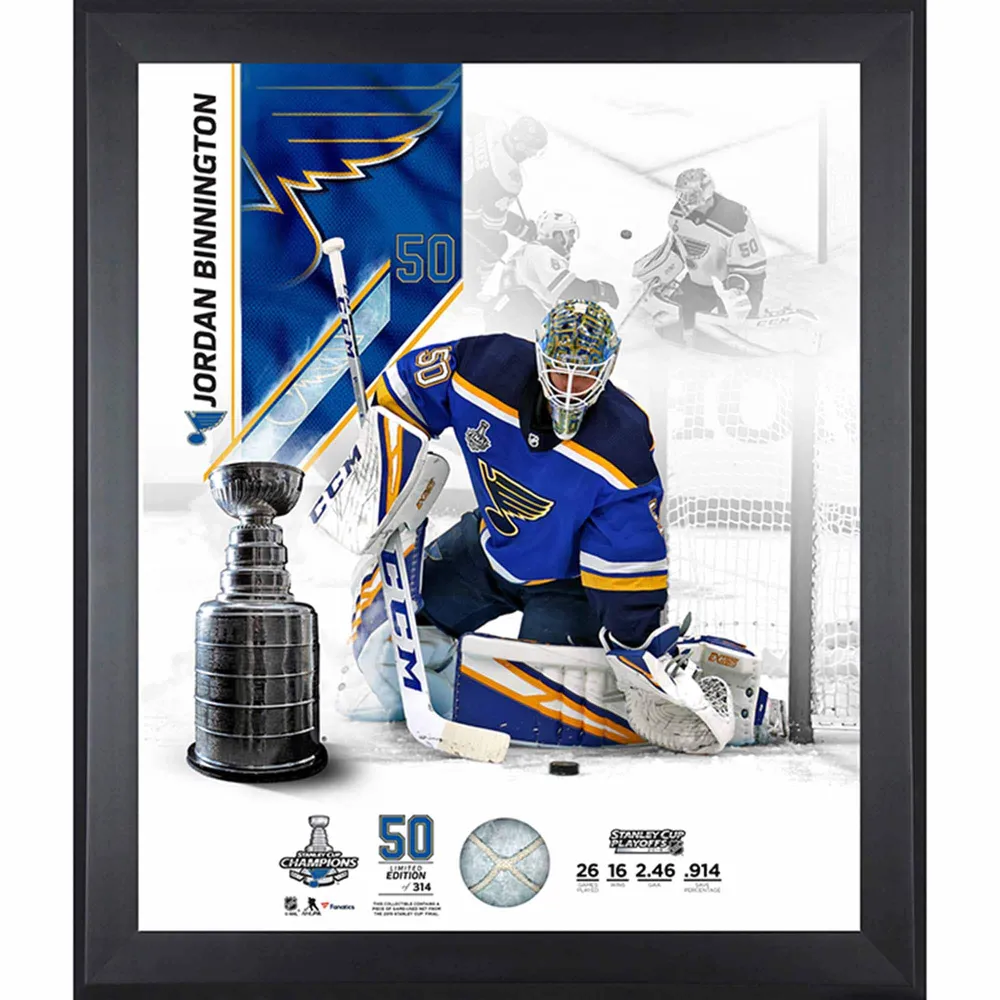 Lids Jordan Binnington St. Louis Blues Fanatics Authentic Framed 20 x 24  2019 Stanley Cup Champions Photograph with a Piece of Game-Used Net from  the Stanley Cup Final - Limited Edition of