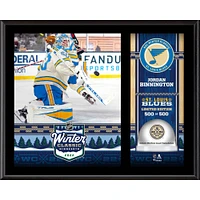 Jordan Binnington St. Louis Blues 2022 Winter Classic 12" x 15" Sublimated Plaque with Game-Used Ice