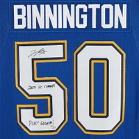 Jordan Binnington St. Louis Blues Autographed Blue adidas Authentic Jersey with 2019 Stanley Cup Final Patch & Multiple Inscriptions - Limited Edition of 10