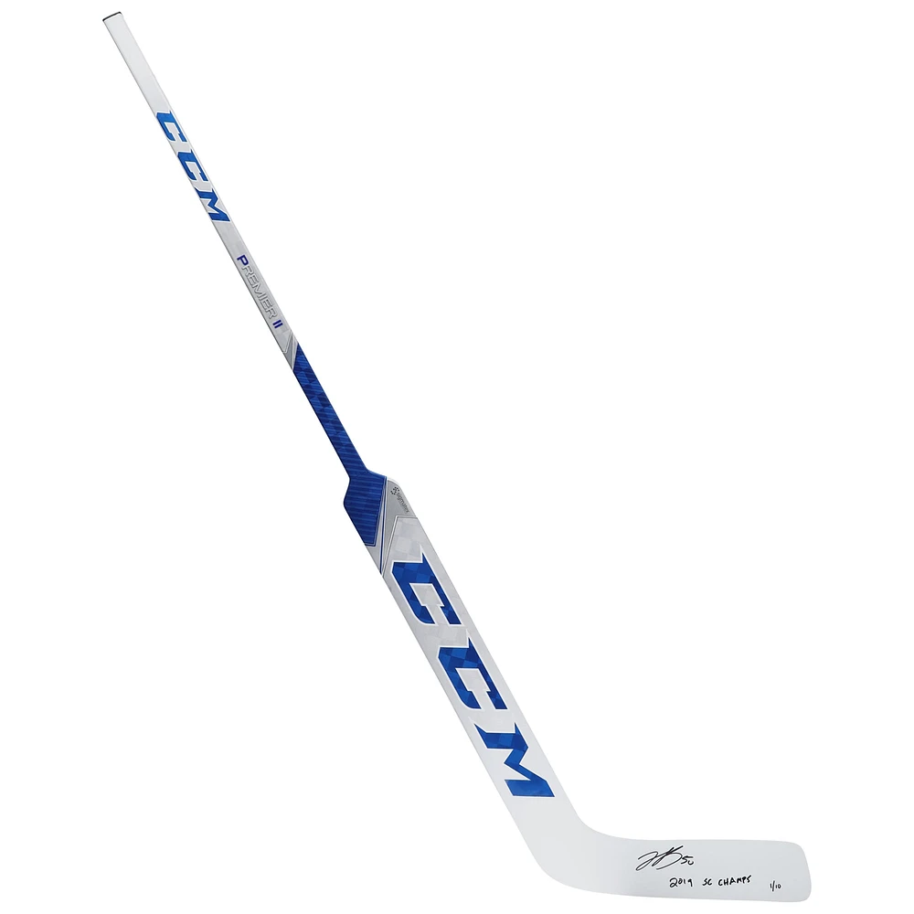 Jordan Binnington St. Louis Blues Autographed CCM Game Model Hockey Stick with "2019 SC Champs" Inscription