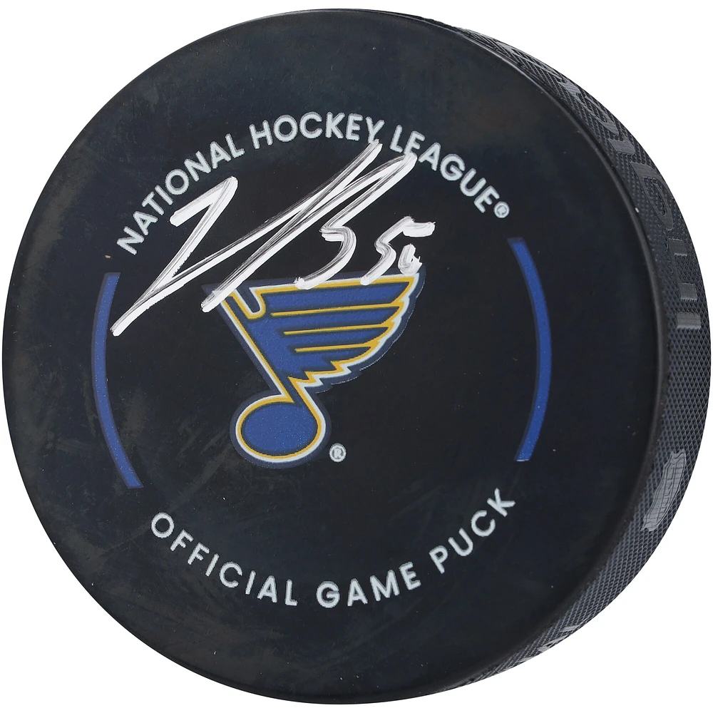 Jordan Binnington St. Louis Blues Autographed Official Game Puck