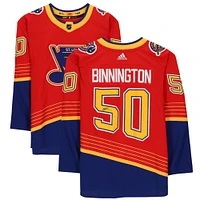 Jordan Binnington St. Louis Blues Autographed Red Adidas 2020-21 Reverse Retro Authentic Jersey