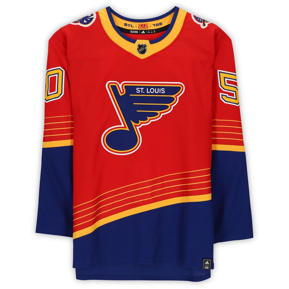 Jordan Binnington St. Louis Blues Autographed Red Adidas 2020-21 Reverse Retro Authentic Jersey
